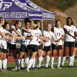 SF State girls soccer celebration