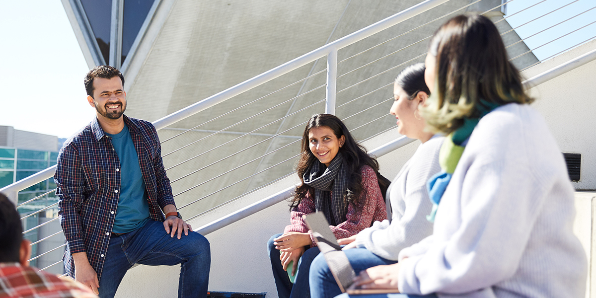 Students meeting atop the Cesar Chavez Student Center