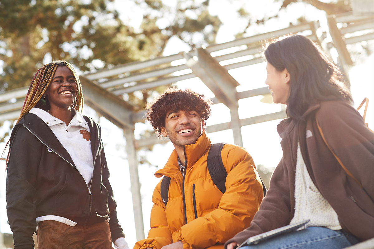 Students gathering outside