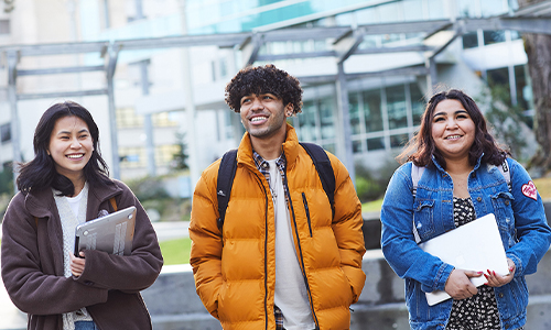 Students walking through quad