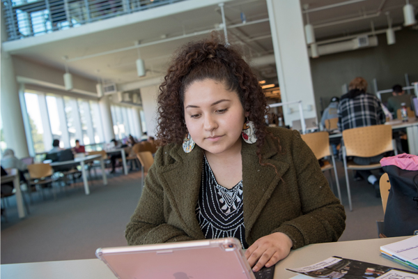 Woman working on her laptop