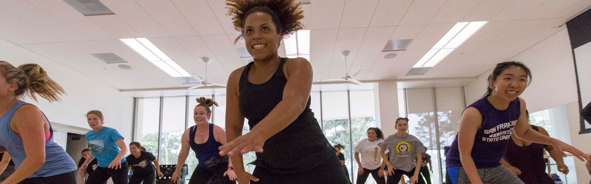 Group of women in an exercise class